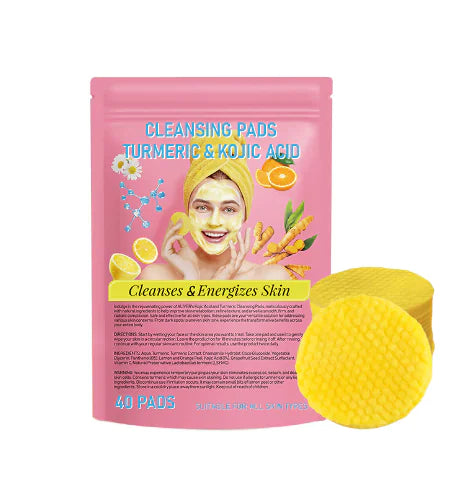 Turmeric + Kojic Acid Glow Pads for Brightening, Oil Control & Clear Skin | 40 Pre-Soaked Cleansing Discs
