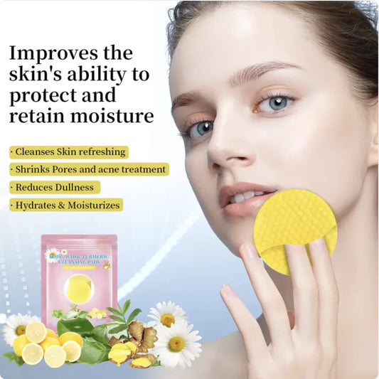 Turmeric + Kojic Acid Glow Pads for Brightening, Oil Control & Clear Skin | 40 Pre-Soaked Cleansing Discs