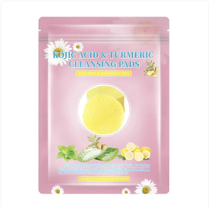 Turmeric + Kojic Acid Glow Pads for Brightening, Oil Control & Clear Skin | 40 Pre-Soaked Cleansing Discs